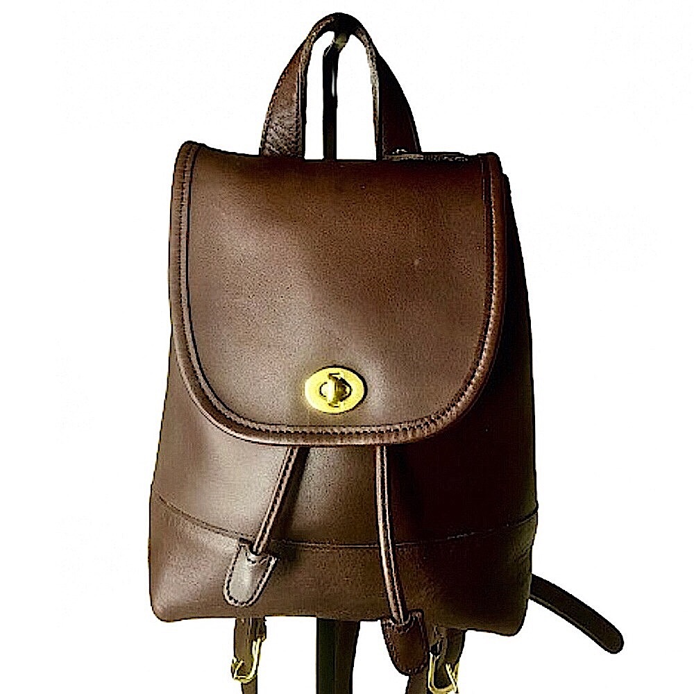 Vintage COACH Brown Glove Tanned Backpack Adjustable Straps Brass Hardware 9960